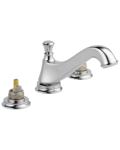 DELTA 3595LF-MPU-LHP Cassidy: TwoHa Handle Wide Spread Lavatory - Low Arc Spout W/ Metal Pop-Up