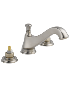 DELTA 3595LF-SSMPU-LHP Cassidy: Two Handle Wide Spread Lavatory - Low Arc Spout W/ Metal Pop-Up